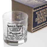 Patriots Cave - Donald Trump Whiskey Label 100% MAGA 10.5 oz Whiskey Glass for Dad, Gift for Husband, Stepfather Gift Idea, Unique Gifts for Men, Trump Stuff, Maga Merch