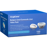 HygiCare Enlarged Bedpan and Commode Liners Value Pack 100 Count, Leakproof, Medical Grade, Portable Toilet Bag Fits All Bedpans and Commode Buckets, Interleaved Bags on Roll No Need to Tear off Bags