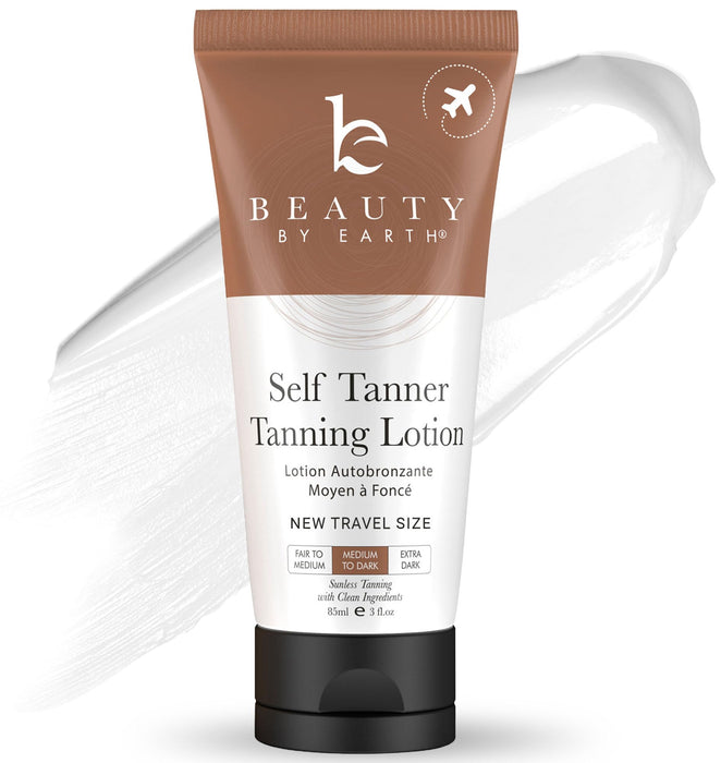Tanning Lotion Self Tanner - With Natural & Organic Ingredients, Travel Size Self Tanning Lotion, Non Toxic Gradual Tanning Lotion, Sunless Tanning Lotion for Fake Tan for Women & Men, Medium to Dark