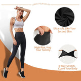 High Waisted Leggings for Women - No See Through Tummy Novelty Workout Yoga Pants with Pockets Reg & Plus Black