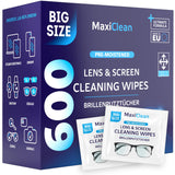 600 Eye Glass Clean Wipes Individually Wrapped Glasses Wet Wipe Lens Cleaner Bulk Tissues Pack Laptops Screen Cleaner Travel Sunglasses Camera Cleaning Pre-Moistened Reading Eyeglasses Wipes 5.9 x 5.5