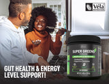 Super Greens Powder | Superfood to Support Digestive Enzymes and Bloating with 2 Billion Probiotics | Support Energy Levels & Gut Health | 60 Servings | GMP Certified, Non-GMO | Green Apple Refresher