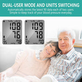 Blood Pressure Monitor Upper Arm Automatic Digital BP Monitor Large Cuff 8.66-16.5", 2 Users 180 Memory Large Display, Irregular Heart Rate Indication, with DC Adapter