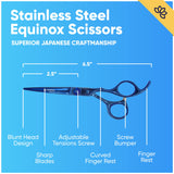 Equinox Professional Razor Edge Series Barber Hair Cutting Scissors - Japanese Stainless Steel Salon Scissors - 6.5” Overall Length - Fine Adjustment Tension Screw - Premium Shears for Hair Cutting