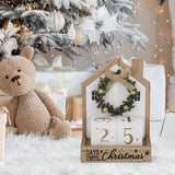 Sfozstra Christmas Wooden Countdown Advent Calendar with Bow Garland Simple Room Design Numebr Calendar to Meet the Christmas Countdown Calendar, Tabletop Calendar Decoration