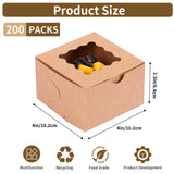 Moretoes 200pcs Small Cookie Boxes, 4x4x2.5 Inch Brown Cookie Boxes with Window, Bakery Boxes Cake Boxes Pastry Boxes for Donuts, Candy, Strawberries, Cupcakes, Christmas Supplies