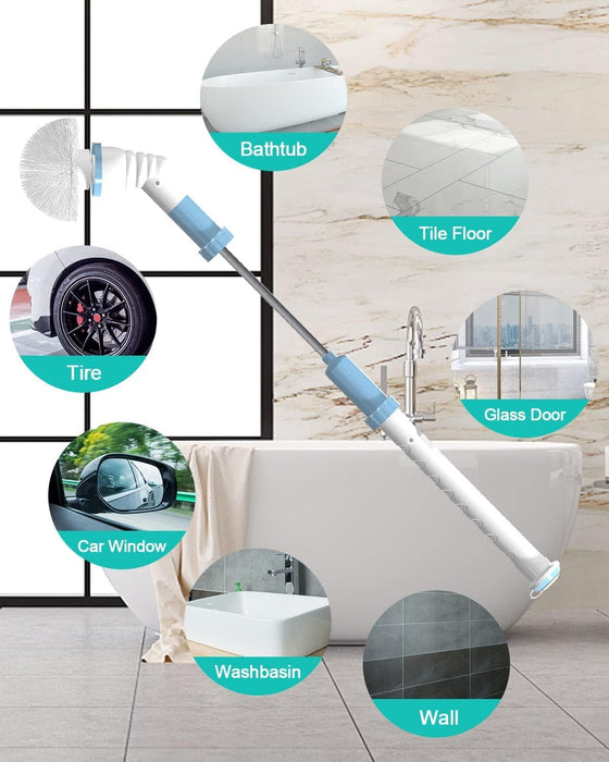 Electric Spin Scrubber Power Shower Cleaning Brush Bathroom Scrubber for Cleaning,Cordless Grout Power Shower Cleaner with 3 Replaceable Rotating Brush Heads for Tile, Floor, Bathtub,Kitchen, Pool