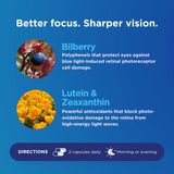 High Definition™ Blue Light Eye & Brain Supplement with Lutein, Zeaxanthin, Bilberry - Supports Cognitive & Visual Function - Protect Your Eyes from Excessive Screen Time (60 Capsules)