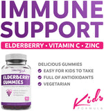 Elderberry Gummies for Kids with Vitamin C & Zinc (3 Months Supply) 90 Delicious Raspberry Flavor Gummy - Immune Support Supplement for Children - Vegetarian Sambucus Elderberry Gummies (No Pills)