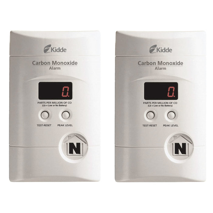 Kidde Carbon Monoxide Detector, Plug In Wall with 9-Volt Battery Backup, Digital LED Display, 2 Pack