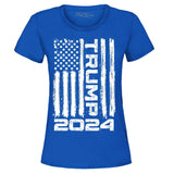 shop4ever Trump Flag 2024 Women's T-Shirt Large Royal Blue