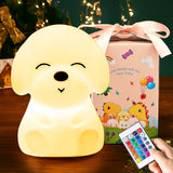 Onefire Dog Gift Night Lights for Kids, Remote+16 Colors Led Night Light Lamp, Dimmable Dog Kids Night Light, Rechargeable Timer Cute Night Light for Baby Nursery, Kawaii Silicone Dog Christmas Gifts