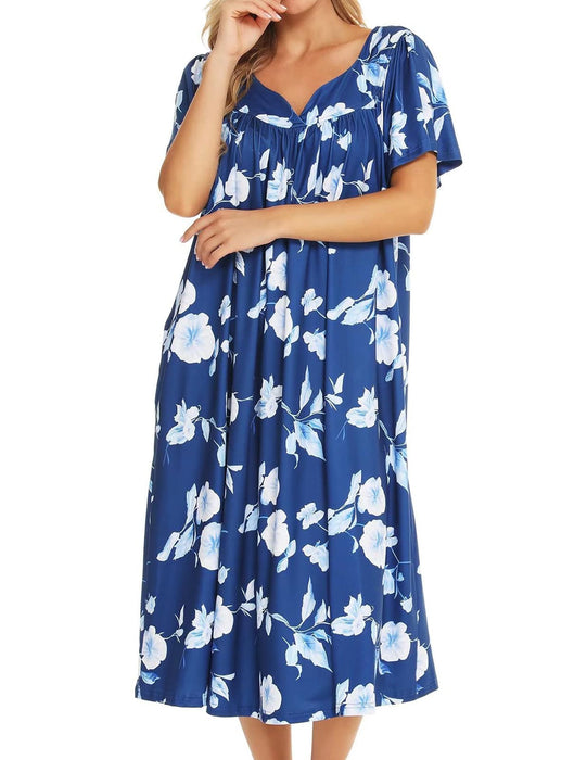 Bloggerlove Moo Moos Patio Dress Florar Nightgown Plus Size Dresses for Elderly Women House Dresses