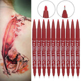 Tattoo Marking Pen, 10pcs Double End Skin Marker Piercing Positioning Pen Tool Removable Markers Aesthetic Procedures Surgical Stencil Sites Bold Tip Scribe Art Men Women Teenage Adult Gifts(Red)