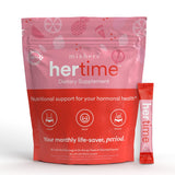 MIXHERS Hertime - Hormone Balance for Women - PMS & Menstrual Relief - with Minerals, Peony Roots, Siberian Ginseng & More - Supplement for Women - 30 Drink Packets - Sugar Free - Juicy Peach