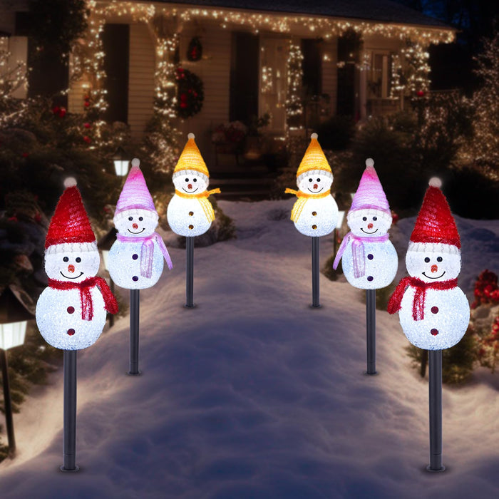 Solar Christmas Pathway Lights Outdoor Decor, Set of 3 Led Snowman Stake Lights, Waterproof Walkway Landscape Lights for Winter Yard, Garden, Solar Christmas Decorations (3pcs-Snowman A)