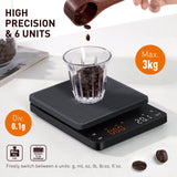 BAGAIL BASICS Coffee Scale with Timer, 0.1g High Precision Kitchen Scale, Pour Over Coffee Scale, Drip Espresso Scale with Auto Tare, Touch Sensor and Silicone Cover - 6.6 lbs/3 kg