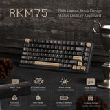 RK ROYAL KLUDGE M75 Wireless Mechanical Keyboard 2.4Ghz/BT5.1/USB-C Gaming Keyboard 75% Layout 81 Keys Gasket Mount with OLED Display & Knob RGB Backlight Hot-Swappable Pale Green Switch, Grey