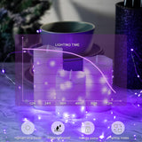 SINAMER 6PCS Purple Fairy Lights Battery Powered with Timer, 7ft 20LEDs Twinkle Mini Lights with Remote,Waterproof Small Silver Wire Firefly Starry for DIY Wedding Party Christmas