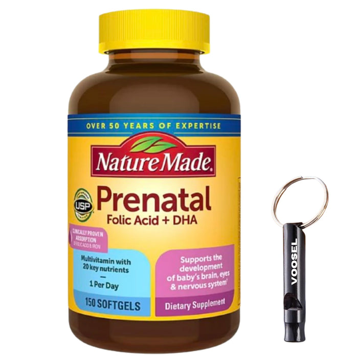 Nature Made Prenatal with Folic Acid + DHA, Prenatal Vitamin and Mineral Supplement for Daily Nutritional Support, 150 Softgels, 150 Day Supply