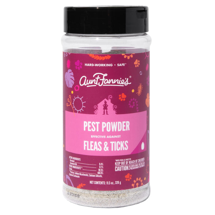 Aunt Fannie's Pest Powder, Effective Against Fleas & Ticks, Multi Surface Use for Pests, 11.5 oz (Single)