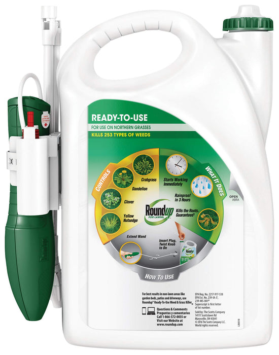 Roundup For Lawns1 Ready to Use - All-in-One Weed Killer for Lawns, Kills Weeds - Not the Lawn, One Solution for Crabgrass, Dandelions, Clover and Nutsedge, For Use on Northern Grasses, 1.33 gal.