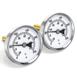 MEANLIN MEASURE 1/2" NPT Bimetal Thermometer for hot Water, boilers, and Pipes，2-1/2" Dial, 2-1/4" Lead-Free Brass Stem，Temperature Range 0-250°F/-20-120°C,Center Back Mount (Pack of 2