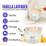 All-Natural Scented Soy Candle | Vanilla Lavender | Fresh Cut Lavender and Warm Vanilla | Large 12 Ounce Three Wick Candle | Long Burn time | Includes Bamboo Lid and Gift Box | HHI Candles