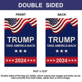 Shmbada American President Donald Trump 2024 Take America Back Burlap Garden Flag, Double Sided Premium Fabric, US Election Patriotic Outdoor Decoration Banner for Yard Lawn, 12.5" x 18.5"