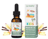 Go Healthy Vitamin D3 K2 Drops for Kids - Contains 25mcg (1000IU) Vegan Liquid Vitamin D & 150mcg Vegan Liquid Vitamin K2 (MK7) Per Serving, Gluten Free, Non-GMO, Vanilla Flavor - 30 Servings