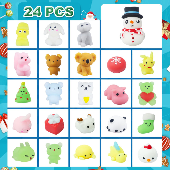 2024 Mochi Advent Calendar, 24 Days of Christmas Countdown Calendar, 24 Pcs Squishies Fidget Advent Calendar, Christmas Gift Ideas for Kids