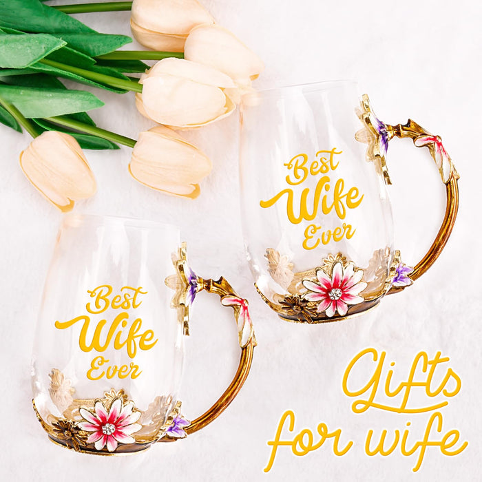 OEAGO Gifts for Wife from Husband Romantic Tea Cup Gifts for Her Birthday Flower Glass Mugs Wedding Anniversary Valentines Day Mothers Day Christmas