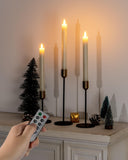 Homemory Waxy Flameless Taper Candles with Remote Timer Dimmer, LED Candlesticks Flickering, Battery Operated Window Candles, 9.6 Inches for Christmas Wedding Celebration Decor, Ivory, 6 Pcs