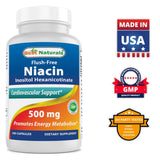 Best Naturals Flush-Free Niacin Inositol Hexanicotinate 500 mg 180 Capsules