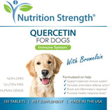 Nutrition Strength Quercetin for Dogs with Bromelain to Support Balanced Immune System, Promote Inflammatory Relief & Antioxidant Activity, Quercetin for Dog Allergies, 120 Chewable Tablets