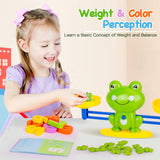 INPHER Frog Balance Math Game, 85 Piece Kids Kindergarten Toddler Learning Games Preschool Learning Activities Educational Toys for 3 4 5 6 7 Year Old STEM Montessori Number Counting Toy