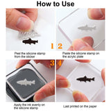 GLOBLELAND Fish Background Clear Stamps Fishing Decorative Clear Stamps Silicone Stamps for Crafting Paper DIY Scrapbooking Decor Clear Stamps and Dies for Card Making