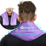 RelaxCoo Neck Ice Pack Wrap, Reusable Gel Ice Pack for Neck Shoulders, Cold Compress Therapy for Pain Relief, Injuries, Swelling, Bruises, Sprains, Inflammation and Cervical Surgery Recovery Purple-2