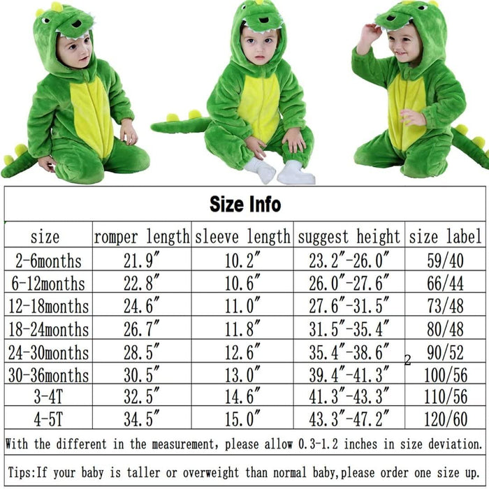 Baby Green Dinosaur Costumes Unisex Toddler Outfit Halloween Dress Up Romper 12-18 Months