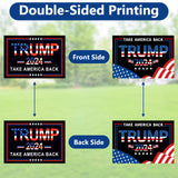 Trump 2024 Yard Signs with H-Stakes, 2PCS 16" X 12" Trump 2024 Take America Back Yard Signs, Placard Voted for Trump Outdoor Lawn Yard Garden Decoration