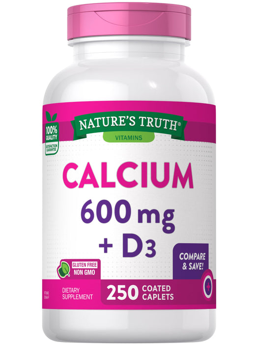 Nature's Truth Calcium 600 mg Plus Vitamin D3 Tablets, 250 Count