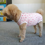 Dog’s Recovery Suit Post Surgery Shirt for Puppy, Wound Protective Clothes for Little Animals(Pink Stars-m)