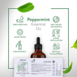 HBNO Organic Peppermint Essential Oil (Mentha Piperita)- Huge 4 oz (120ml) Value Size - USDA Certified Organic Peppermint Essential Oil for Aromatherapy, Soap Making, DIY, Diffuser.