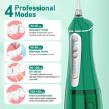 Water Dental flosser for Teeth Cleaning - Rechargeable Cordless Oral Irrigator 4 Modes 6 Tips IPX 7 Waterproof Portable Teeth Cleaner Pick for Home Trave（Green）