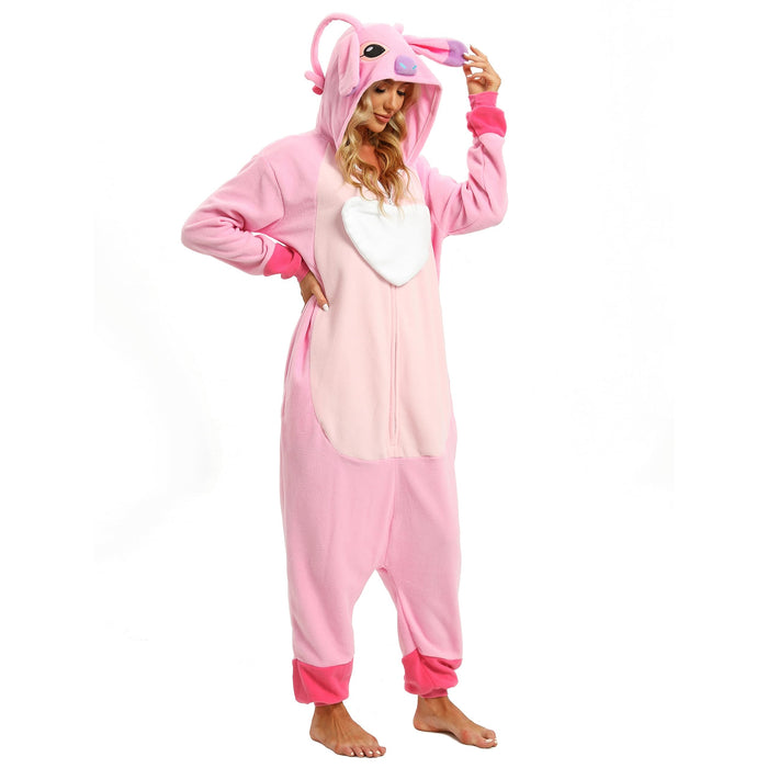 Wishliker Adult Onesie Animal Pajamas Halloween Cosplay Costumes Party Wear Pink XL