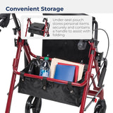 Drive Medical 795BU Duet Folding Transport Wheelchair and Rollator Walker, Burgundy