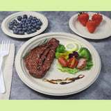 GreenWorks 100 Count 9“ Heavy-duty Compostable Plates, Unbleached Biodegradable Bagasse and Bamboo fiber Paper Plates