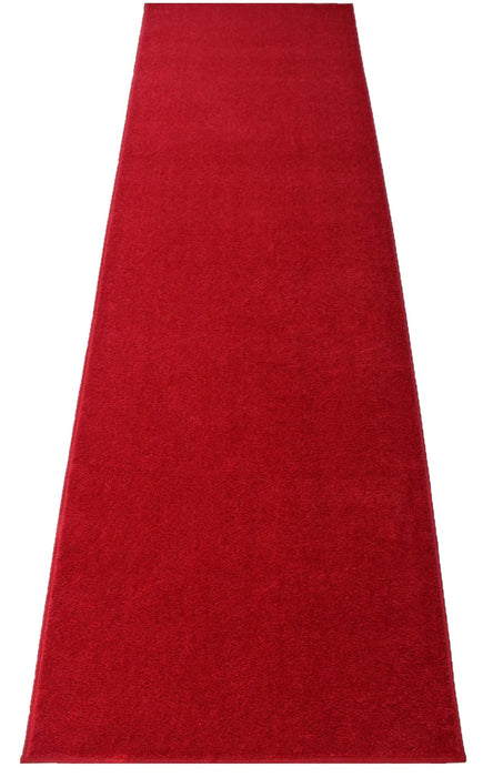 Red Event Carpet Aisle Runner - Quality Plush Pile Rug with Backing, Binding in Various Sizes (3 X 10 ft, Red)