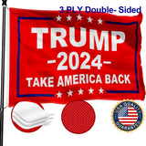 WHGJ Trump 2024 Flag Take America Back - Double Sided 3x5 ft, Heavy Duty 3 Ply Durable Polyester - Red Donald Trump President Flags Merchandise for Outdoor Indoor Fade Resistant Banner Decor